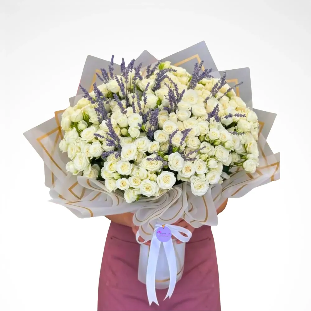 White Serenity & Lavender Dream (50 Stems)