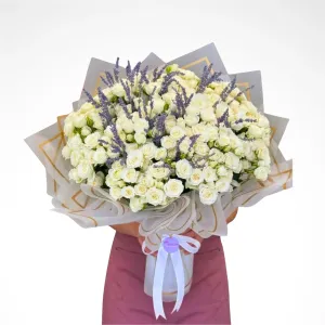 White Serenity & Lavender Dream (50 Stems)