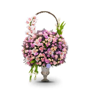 Purple Fairy - Luxury Floral Arrangement in Crystal Vase (ONE-FACE DESIGN)