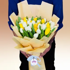 Yellow Tulips mix Bouquet - 30 Tulips