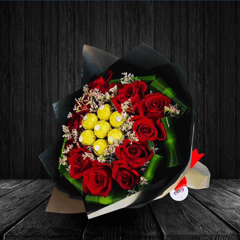 Falling In Love - Red Rose With Ferrero